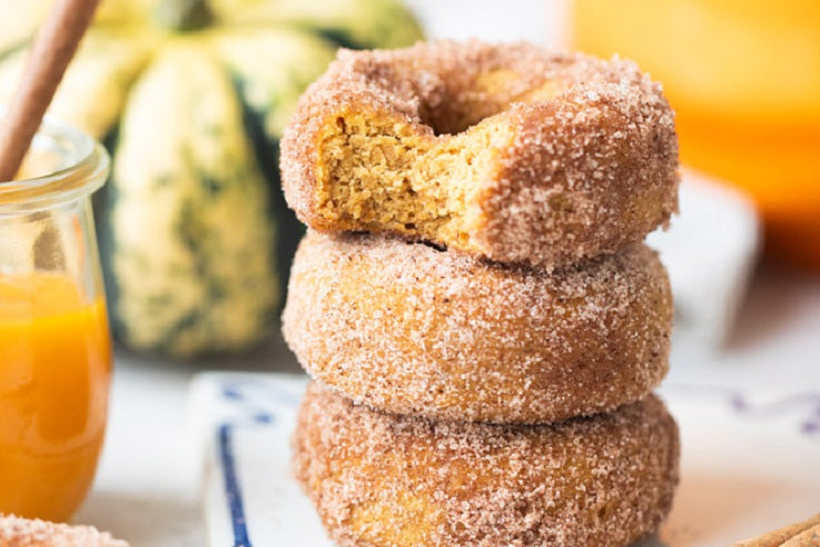 Pumpkin donuts with cinnamon and coconut sugar