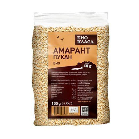 Βιολογικό ποπ κορν από αμάραντο, 100 g.